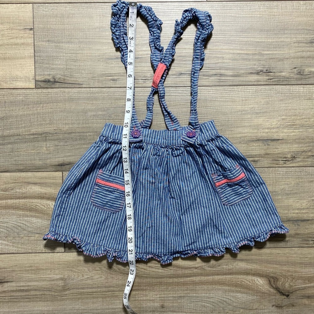 Matilda Jane Girls Striped Chambray Suspender Skirt Size 6 Blue White Pink - Picture 3 of 11